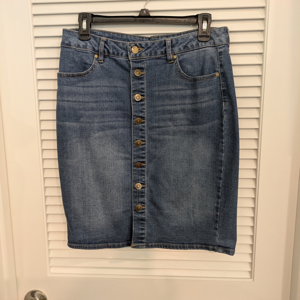 d. jeans Blue Button-Down Pencil Skirt Size 10